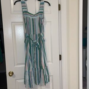 Spring and summer colorful stripped midi dress. Size 14.